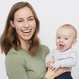 Happy mom and baby